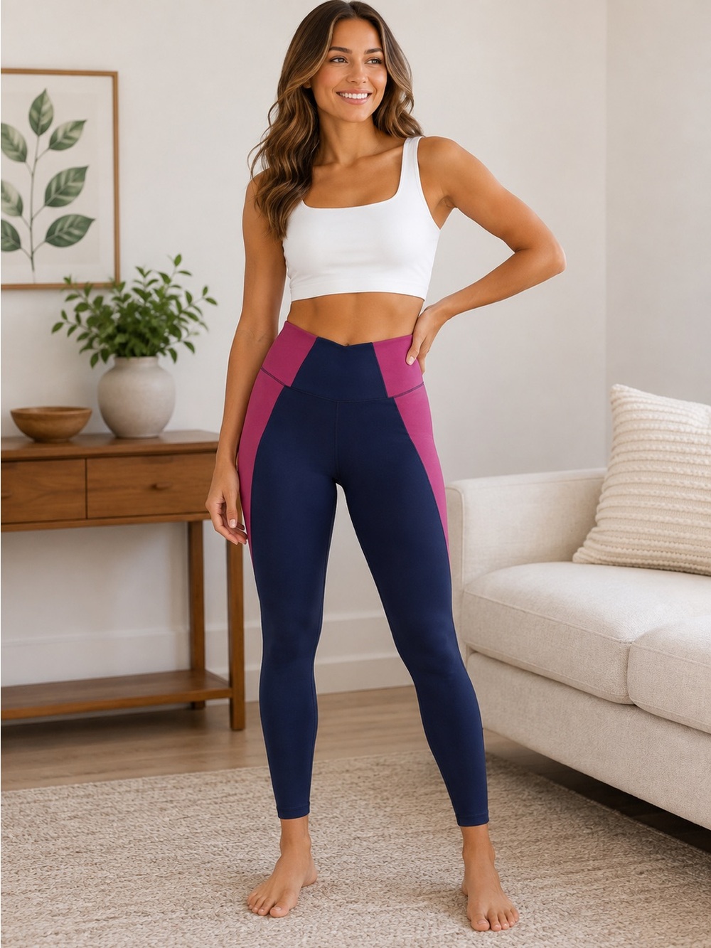 WILO The Label Women's Small Colorblock Blue Pink Leggings Pants Size Medium